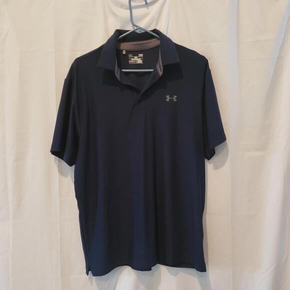 Under Armour HeatGear Loose Size LG Blue Men's Golf Shirt - Picture 1 of 3